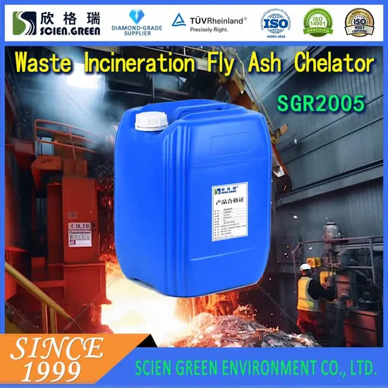 SGR2005W Heavy Metal Stabilizer Fly Ash Chelating Agent for Municipal Solid Waste Incineration Residue Treatment with pH 1-2 Liquid Form