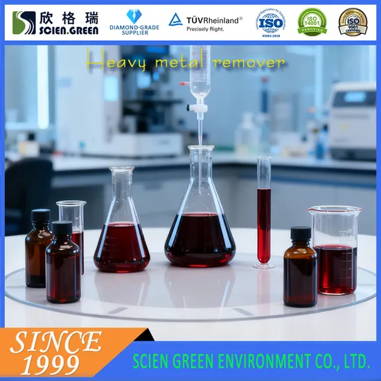 Heavy Metal Remover Agent for Wastewater Treatment, SGR0620W Brownish Black Liquid