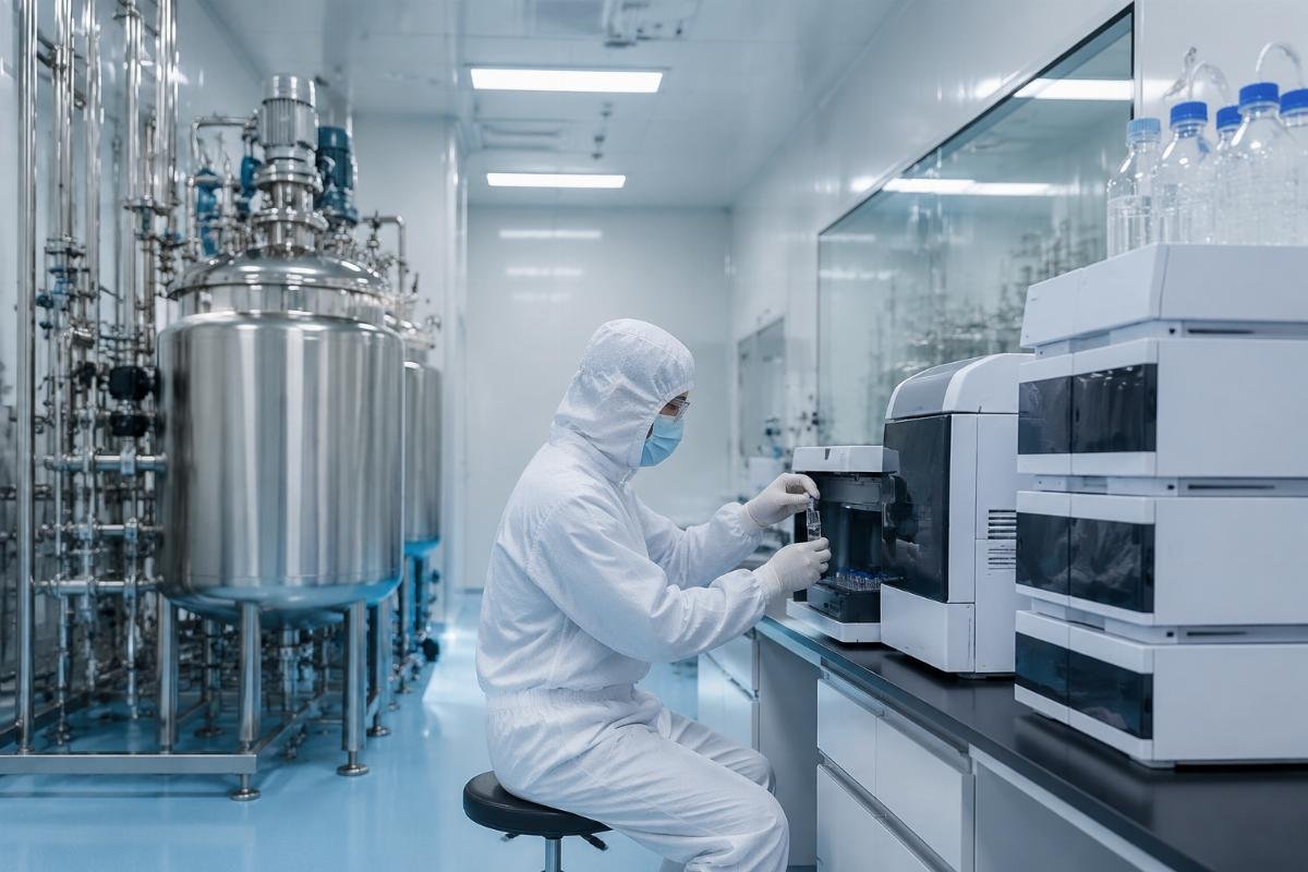 GMP workshop and quality testing equipment Peptide production facility quality control